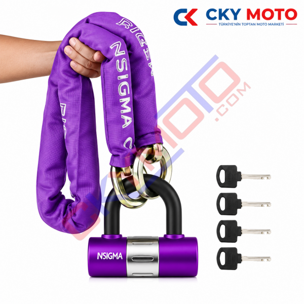 U BAR ŞİFRELİ MOR ZİNCİR KİLİT 1.5 M 10MM