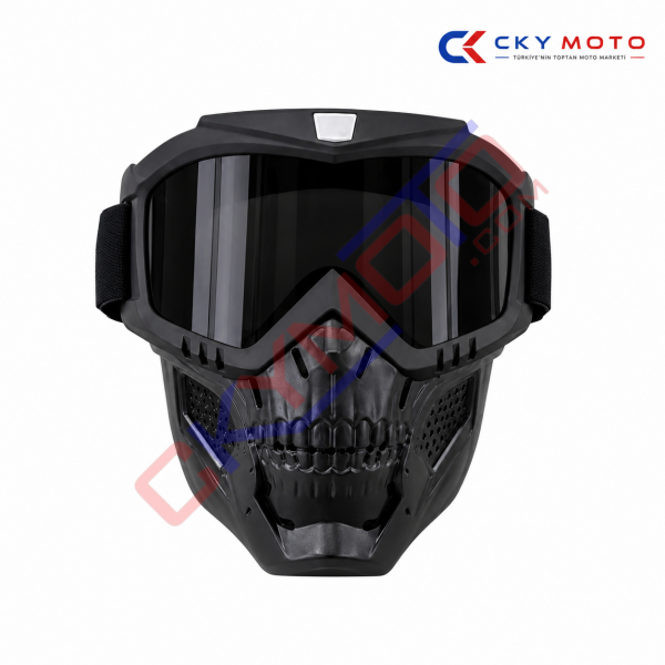 JET KASK MASKESİ SİYAH KURU KAFA