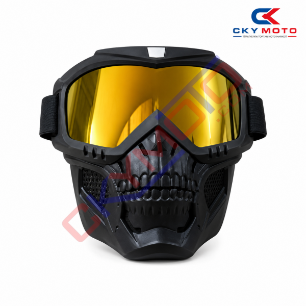JET KASK MASKESİ GOLD KURU KAFA