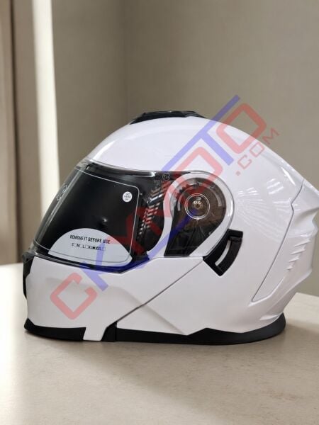 CASQUE ÇENE AÇILIR KASK PARLAK BEYAZ MODEL4